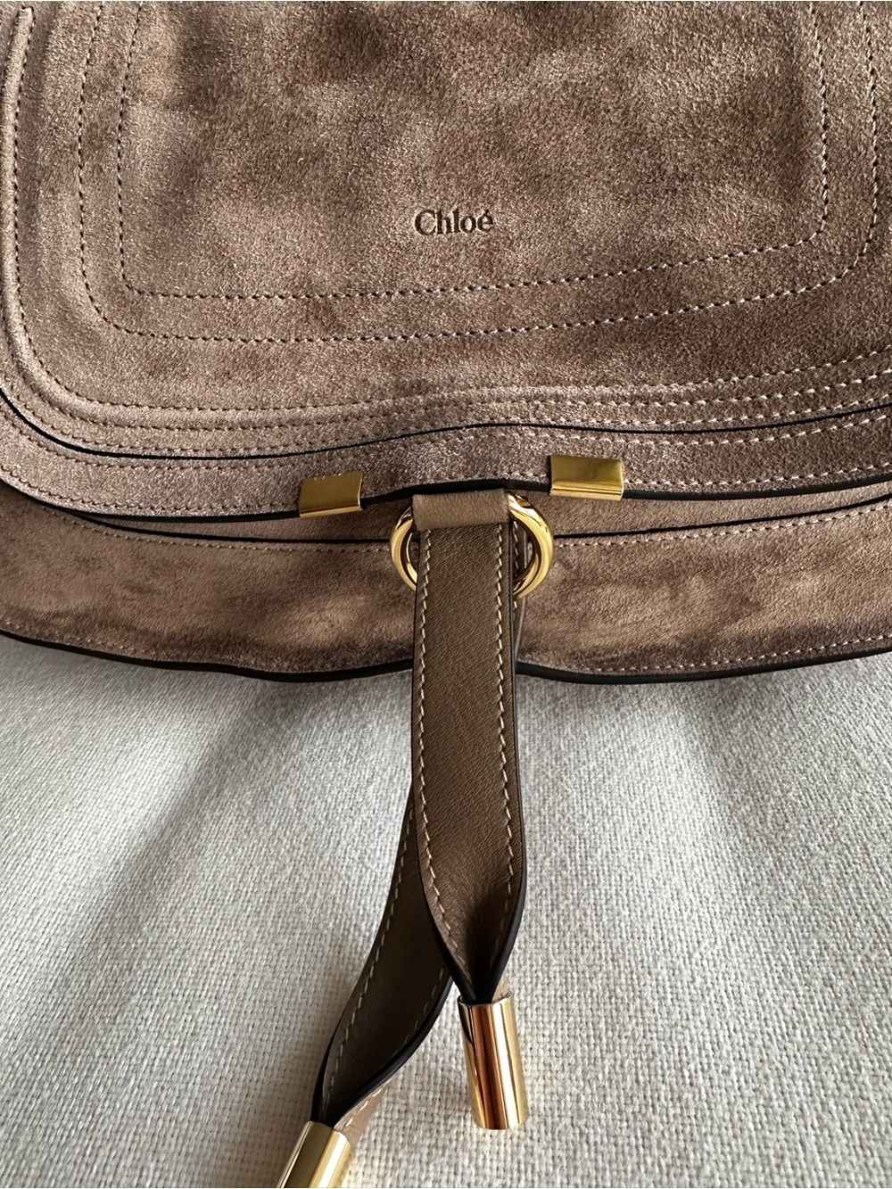 CHLOÉ Marcie suede shoulder bag small in boyish brown - Picture 4 of 14